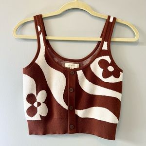 La Hearts Brown and White Floral Crop Top